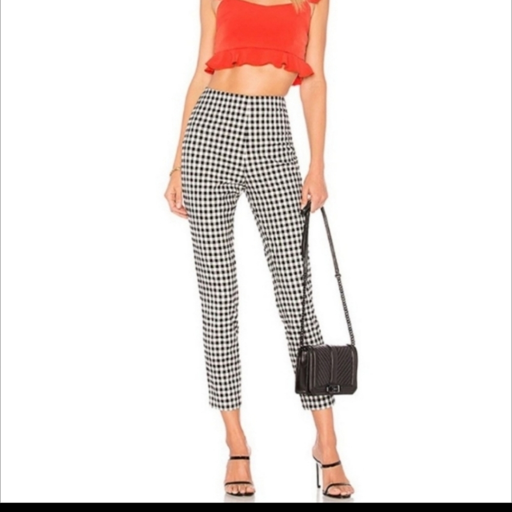 SUPERDOWN | Dora Gingham Zip Pants Black White Small